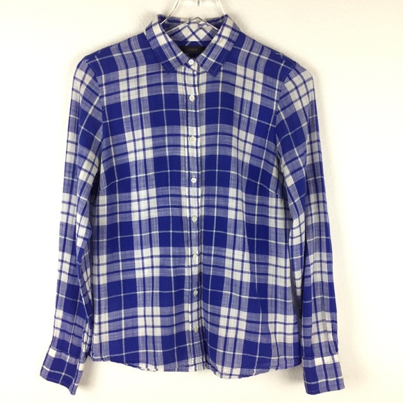 J. Crew Tops - J Crew Perfect Plaid Button Up Top